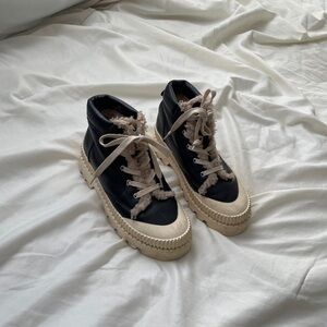 Chic aesthetic ✨Stylish Black and Cream Women's High-Top Sneakers Brand :SilentD